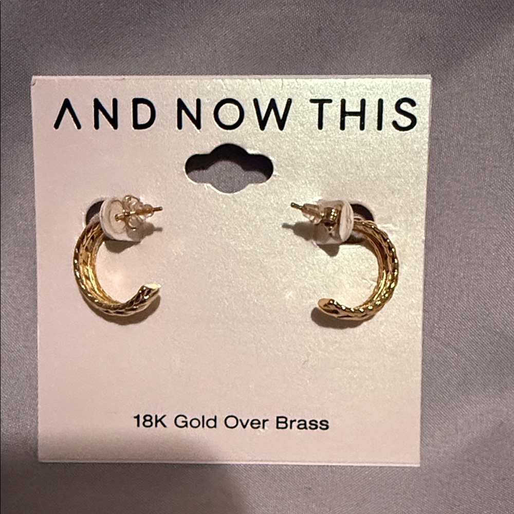 And Now This Gold Textured Hoop Earrings